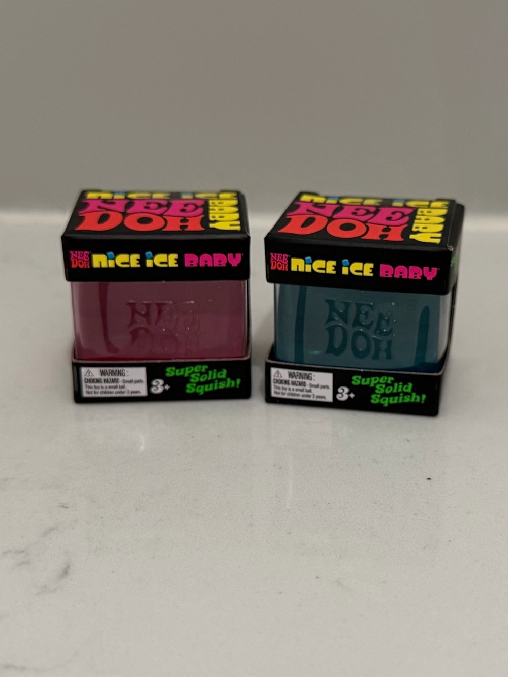 NEW 2X NeeDoh Nice Ice Baby Super Solid Squish Toy - Pink & Teal
